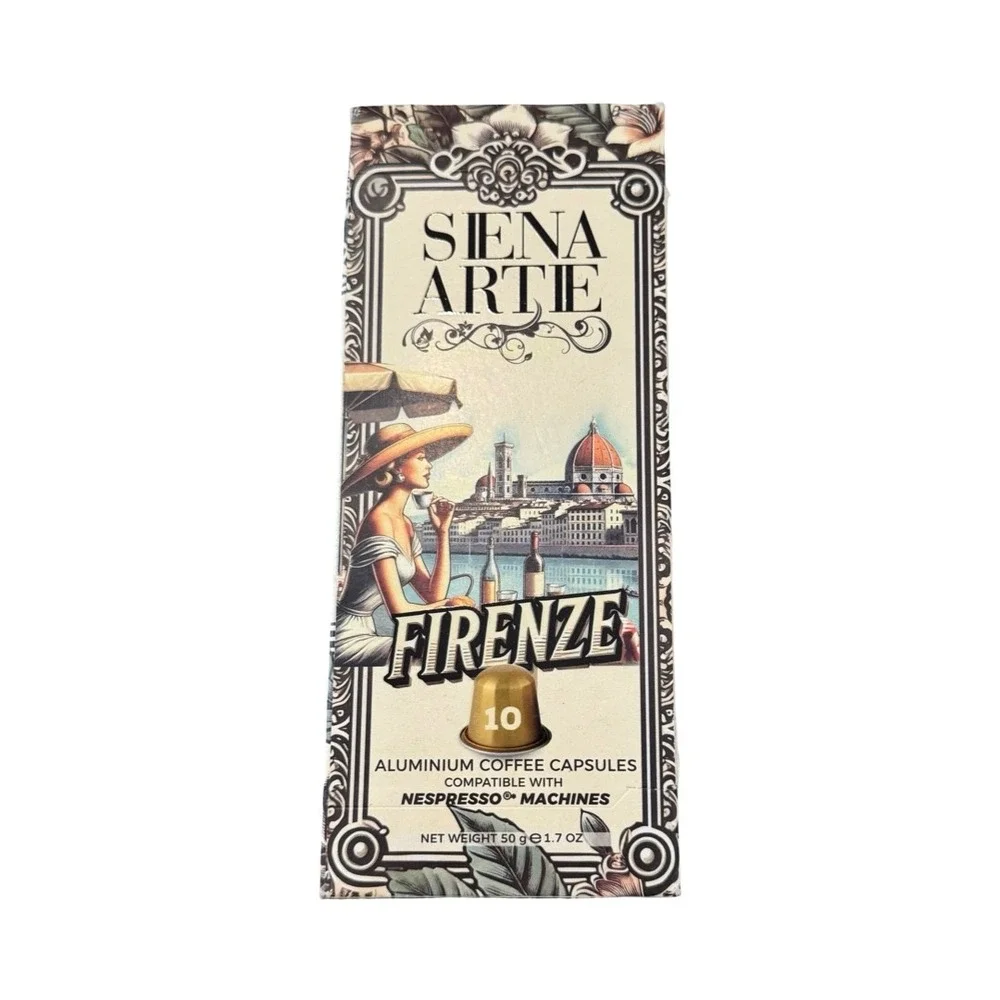 Siena Arte Firenze Nespresso Compatible Aluminum Coffee Capsules 10 Count Box